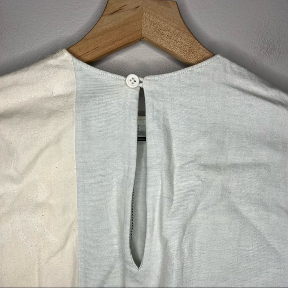 CF Goldman 3/4 Sleeve Linen Blend Jacquard Colorblock Top 0 FLAW - Picture 6 of 14